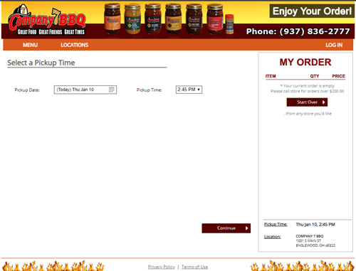 Online ordering on the web for Company 7 BBQ - Web Illustration 2