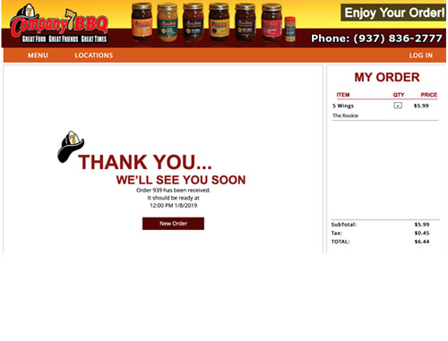 Online ordering on the web for Company 7 BBQ - Web Illustration 9