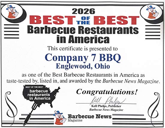 Company 7 One of the "Best of the Best" Barbecue Restaurants in America for 2026!